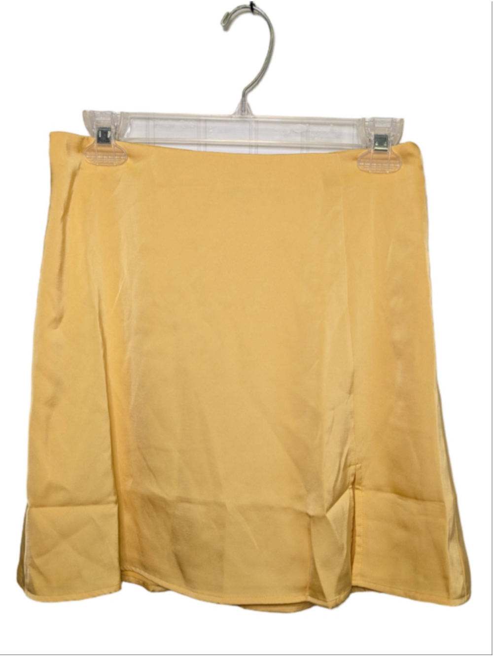 1.STATE Butter Yellow Satin Slit Skirt NWT Size 2 Pastel Soft Girl Aesthetic